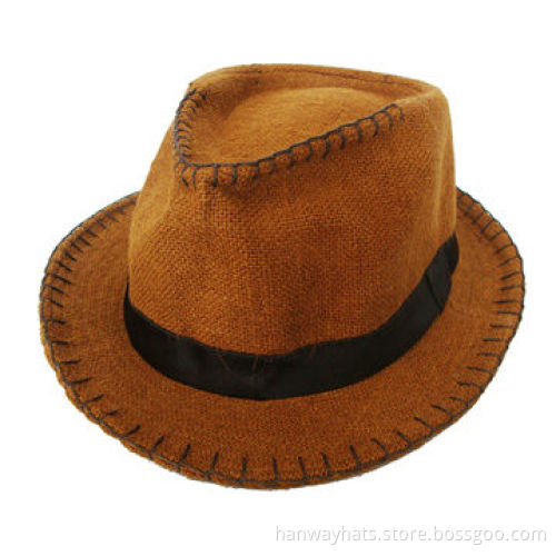 Men's Fashionable Sinamay Hat, Whip Stitches on Crown and at Edge